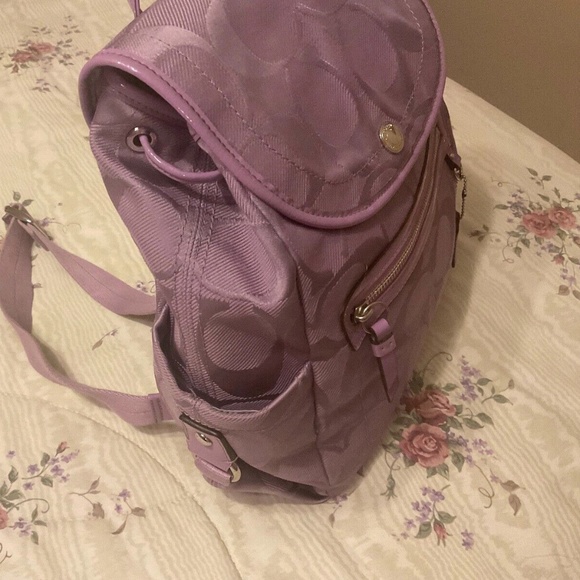 Vintage Coach Lilac/Purple Signature Jacquard Backpack Very Nice main image 9